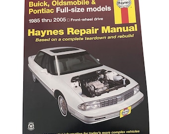 Manual de reparo automotivo Vtg Haynes Buick Oldsmobile e Pontiac Fwd Modelos 19020 1985-2002 GC