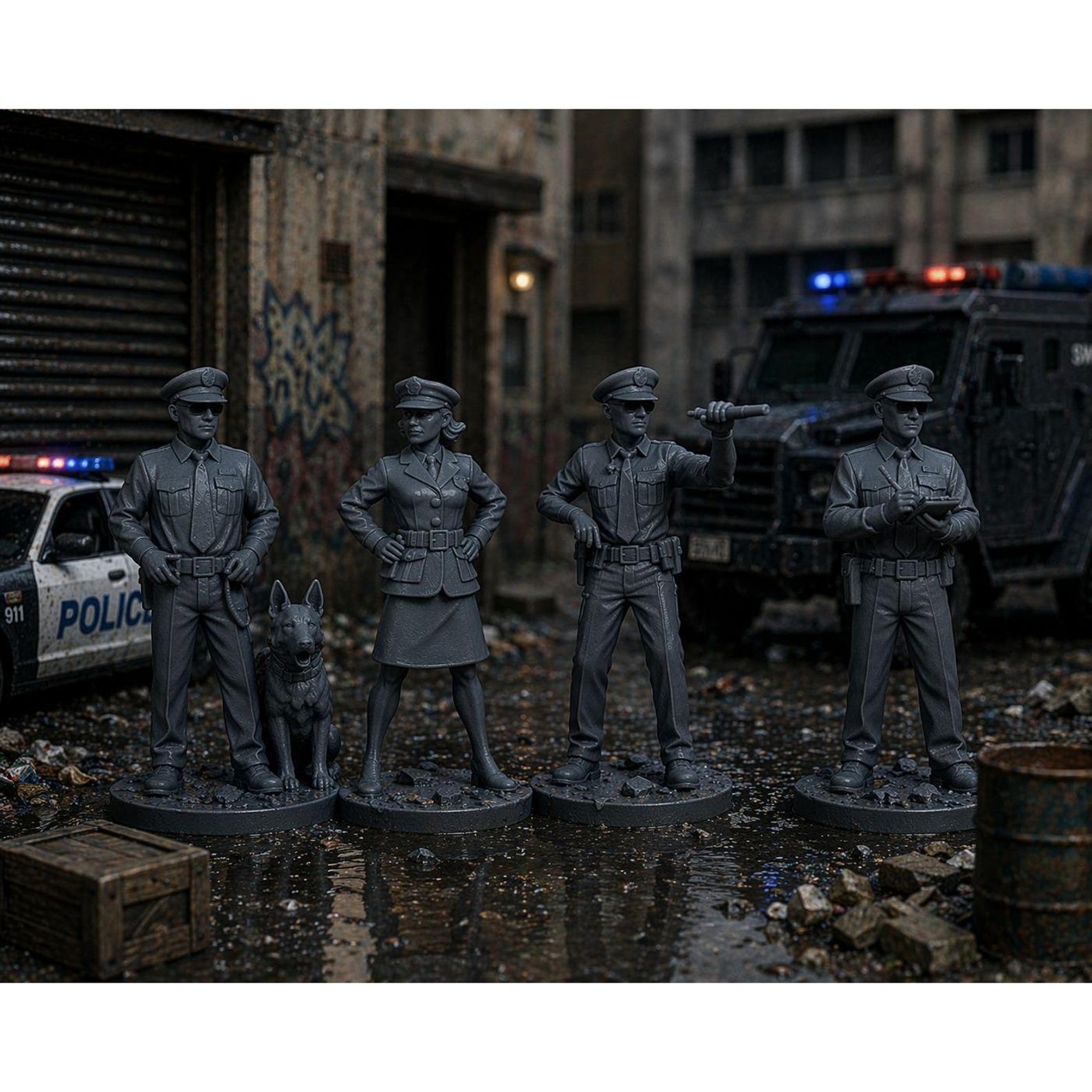 28mm Police Figures Set, 8 Unpainted Resin Miniatures for Dioramas - Etsy