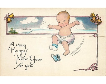 Postcard A Very Happy New Year For You Antique Divided Back Unposted 1907-1915