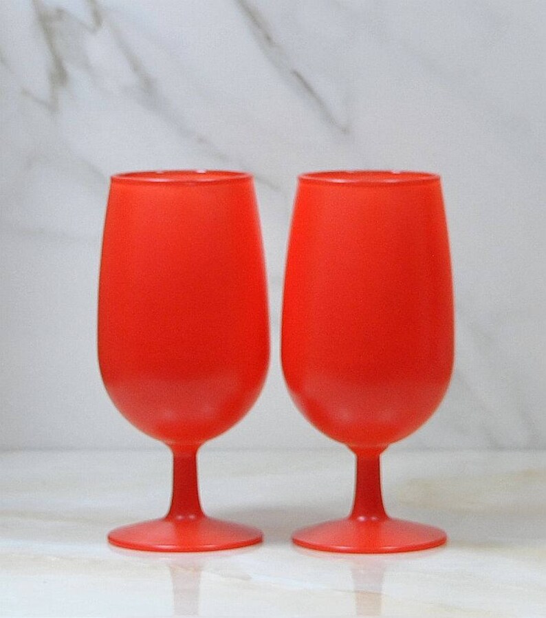 Vintage Orange Glass Stemmed Goblets Rainbow Glass Co Etsy