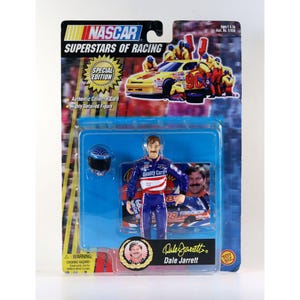 Figurine articulée NASCAR Superstars of Racing Dale Jarrett avec carte 1998 ToyBiz neuve scellée