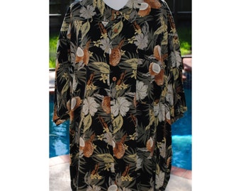 Caribbean Short Sleeve Dress Shirt Hawaiian Printed Shirt Men's Large 4X