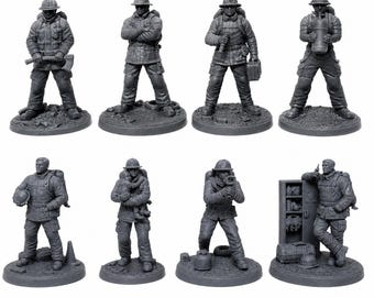 1:64スケールのミニチュア消防士フィギュア - 都市ジオラマシーン