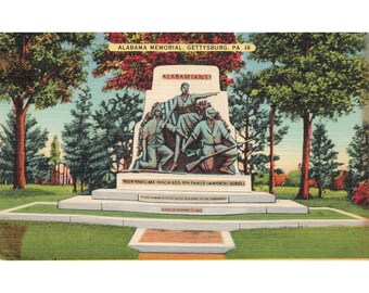 Cartolina Alabama Memorial Gettysburg PA 16 64886 Lino vintage Non pubblicato 1930-1950 Carta vintage