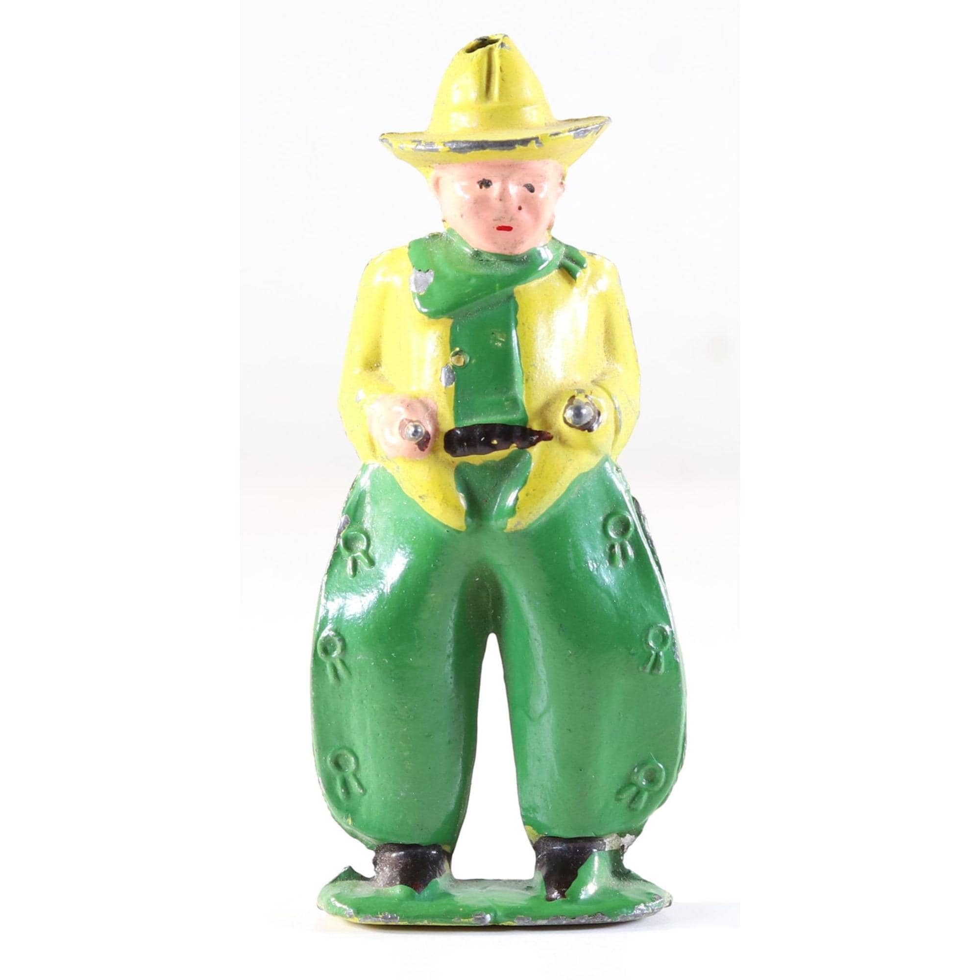 Barclay Typ Bleifigur Cowboy 1950er Jahre 3,25 "Hoch Original Paint Bleiguss Spielzeug Handgemaltes Vintage Spielzeug