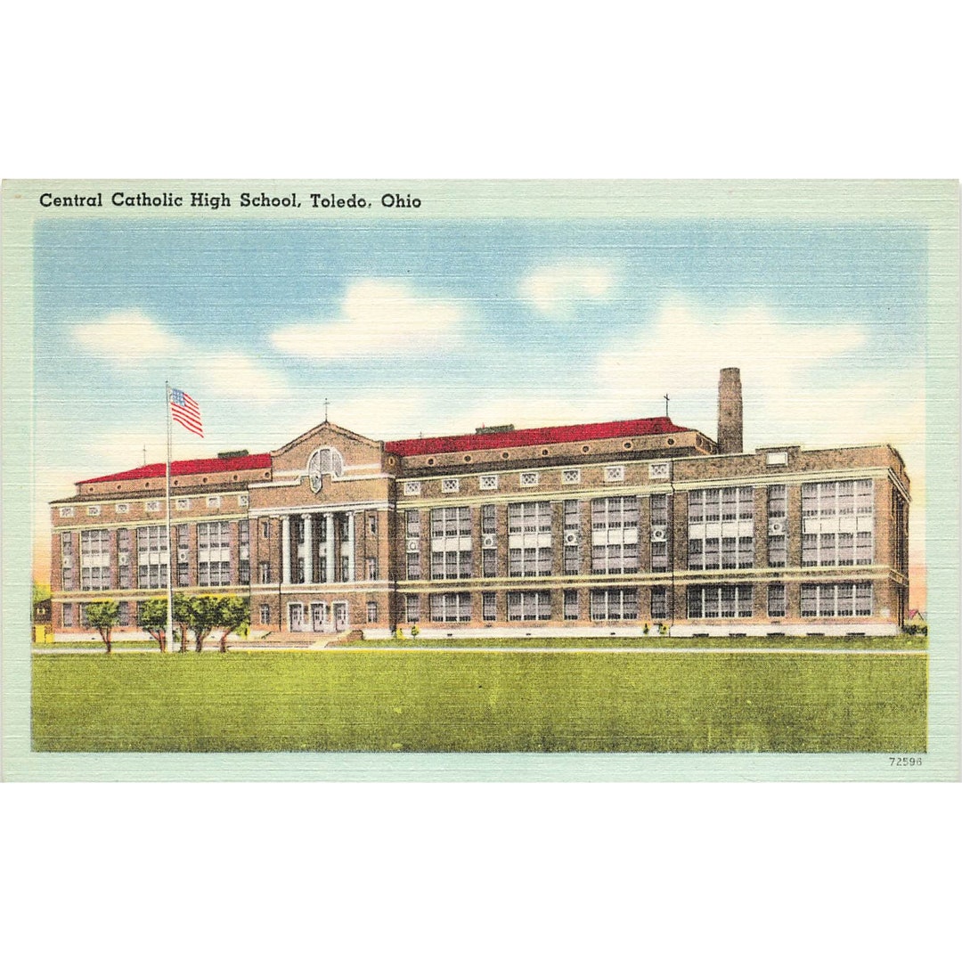 Postcard Central Catholic High School, Toledo, Ohio Linen Unposted 1930
