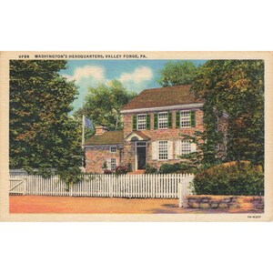 Carte postale du siège social de Washington, Valley Forge, PA vintage, bordure blanche, sans affectation 1917-1929