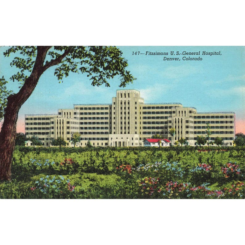 Fitzsimons Building Postcard Fitzsimons U.S. General Hospital, Denver Colorado 147 Chrome ...