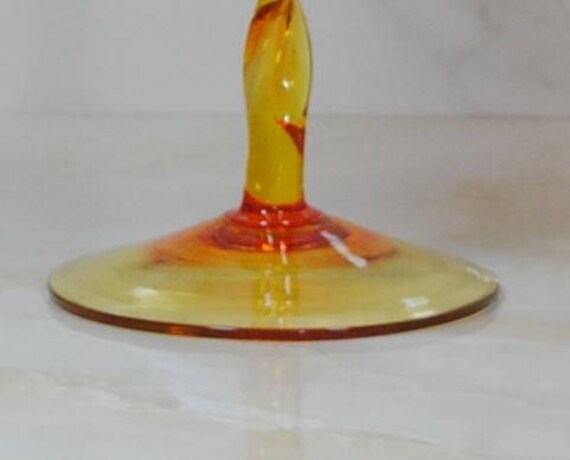 Vintage Empoli Italian Glass Vase Hand Blown Pedestal Bowl Tall