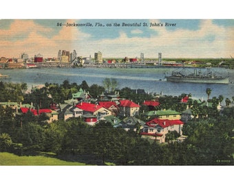 Cartes postales Jacksonville, Floride. on the Beautiful St. John's River 94 vintage lin sans encadrement