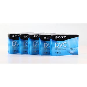 May include: Six blue and black Sony DVC 60 minute Premium Prime digital video cassettes.