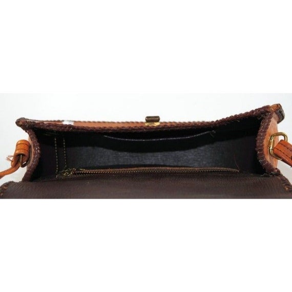 Handmade Tooled Brown Leather Saddle Style Handba… - image 7