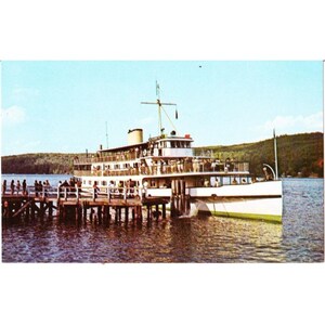 Cartão postal M.V. Mt. Washington, atracado em Alton Bay, N.H. Vintage Chrome não postado 1939-1970s