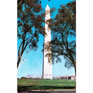 Carte postale vintage Le Washington Monument, Arlington, Virginie, sans encadrement, 1939-70