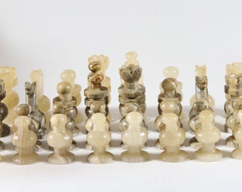 Aztec Marble Stone Chess White King Figure B A435 