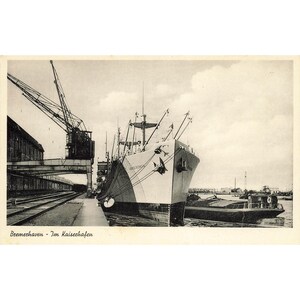 Postkarte Bremerhaven Im Kaiserhafen Vintage RPPC ungestempelt