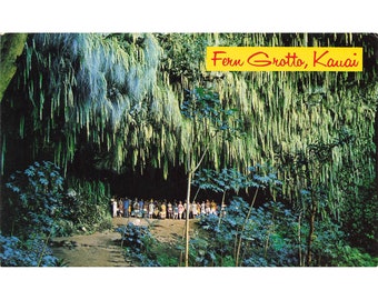 Carte postale Fern Grotto, Kauai vintage, chrome, postée dans les années 1939-70