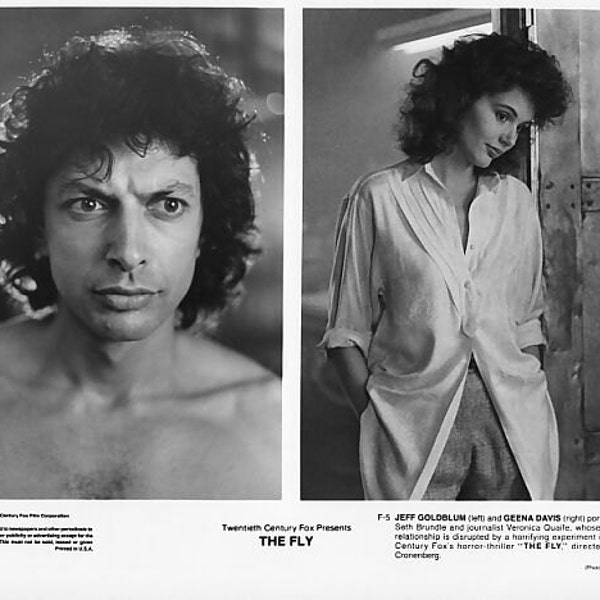 1986 Jeff Goldblum / Geena Davis Vintage 8x10 Black and White Photograph - Studio Promotion - The Fly