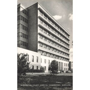Carte postale vintage RPPC Washington County Hospital, Hagerstown, Maryland
