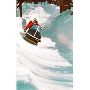 Carte postale de bobsleigh, sports d'hiver vintage, chrome, sans affectation, 1939-1970