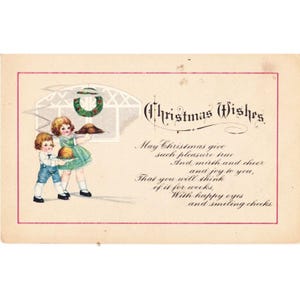 Ansichtkaart Kerstwensen Gedicht Vintage Verdeeld Achterkant Niet gepost