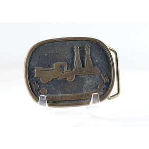 Belt Buckle Safety Award Advertising Novelties Co USA Solid Brass Buckle Vintage
