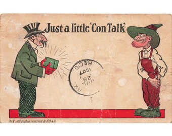 Postcard Just a little 'Con Talk' Vintage Undivided Back Posted 1901-1907