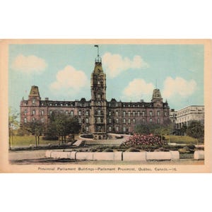 Cartão postal Edifícios do Parlamento Provincial - Parlement, Quebec, Canadá 16 Vintage White Border Unposted 1917-1929