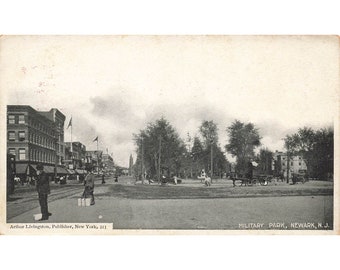 Carte postale vintage Military Park, Newark, New Jersey, non affilée, début des années 1900