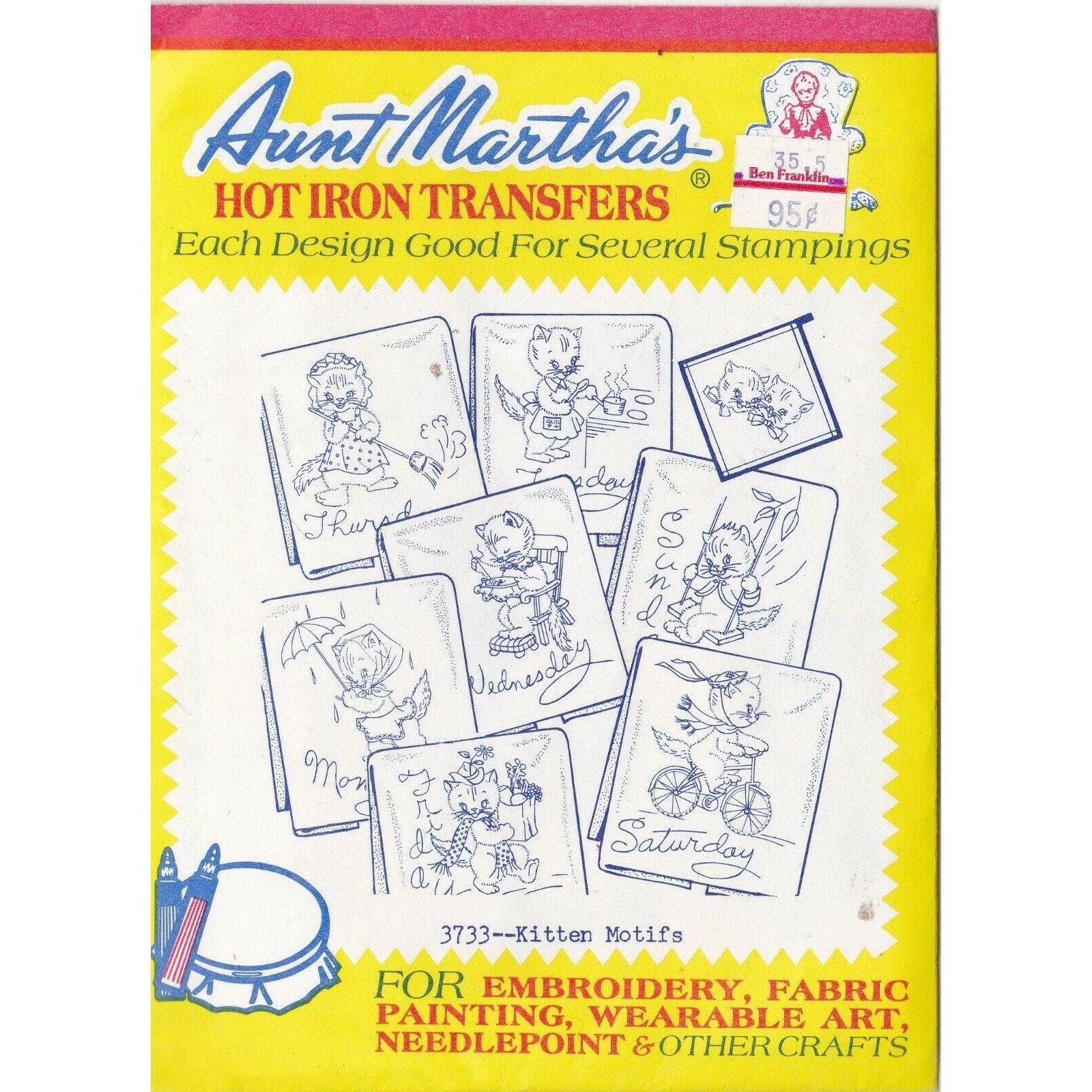 NEW Vintage Aunt Martha's Hot Iron Transfers #3920 Bonnie Bonnet (7  Designs)