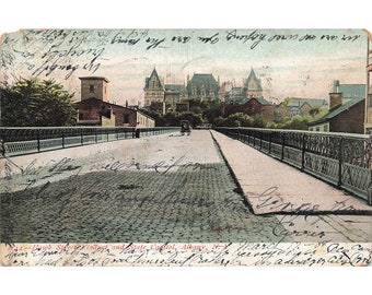 Carte postale Hawk Street Viaduc et State Capitol, Albany, N.Y., vintage 1908