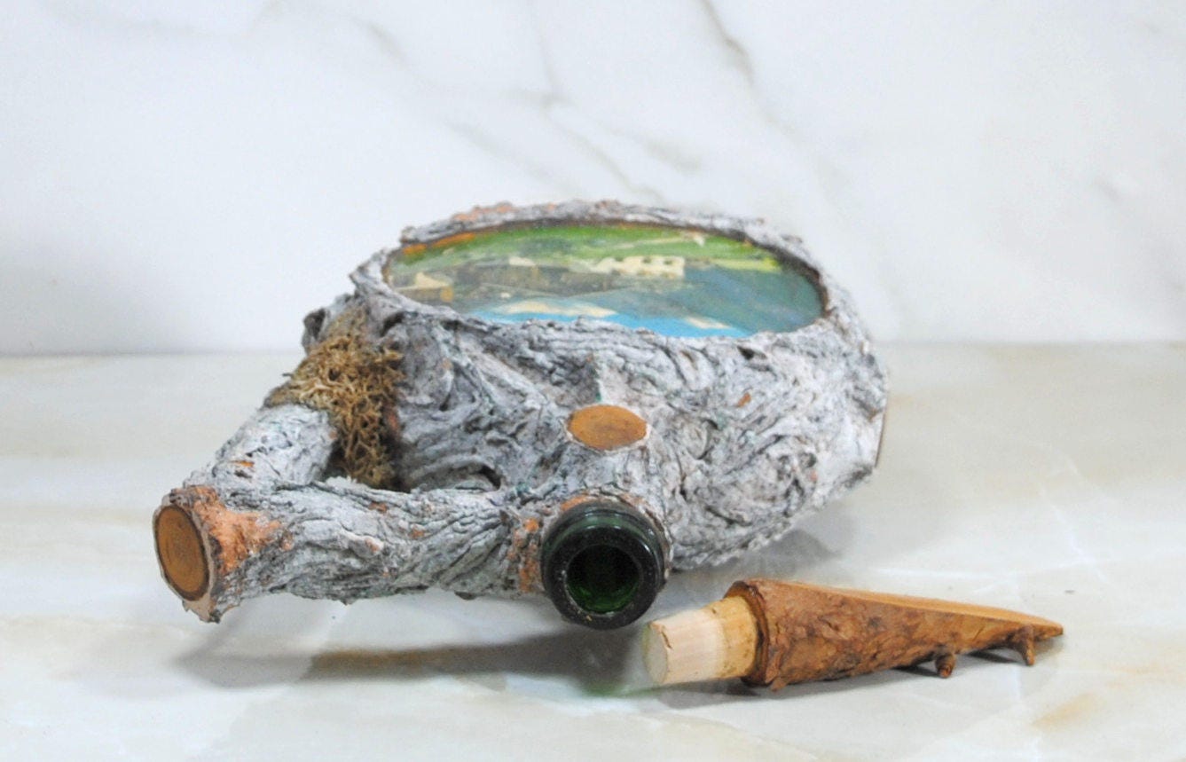 Vintage Tree Bark Covered Decanter Liquor Decanter 1970s Etsy Canada