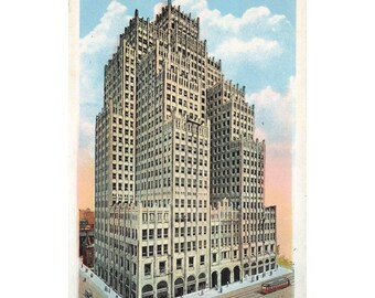 Budynek New Bell Telephone, St. Louis, MO R1034, zabytkowa biała pocztówka z obramowaniem, nieopublikowana w latach 1917–1929