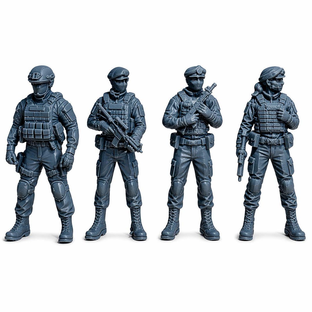 ミリタリー ARTFIGURES S.W.A.T 28mm Police SWAT Figures, 1:56 Scale Resin Miniatures, 4-piece