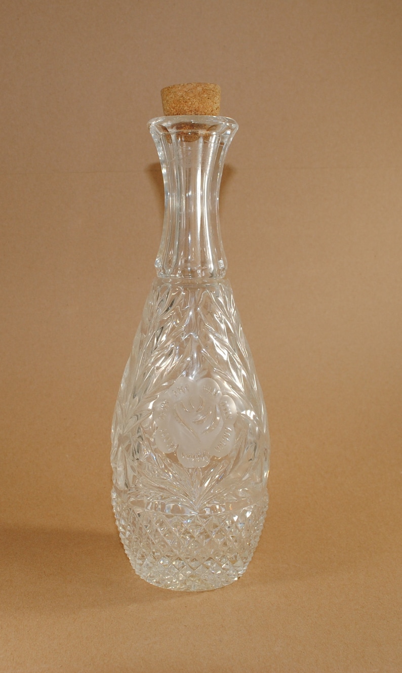 Vintage Pressed Clear Glass Decanter with Stopper 1970s Etsy
