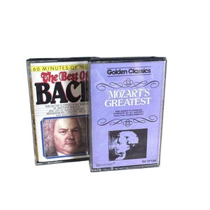 Vintage Cassette Tapes Mozart Greatest Hits 1981 & The Best of Bach Cassette 60 Minutes of Music
