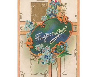 Postcard Forget-Me-Not Friendship Flowers Card Divided Back Unposted 1907-1915