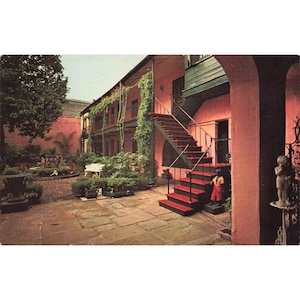 Pocztówka Maison Montegut Patio w Vieux Carre Vintage Chrome Opublikowano w 1966 r.