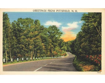 Postcard Greetings From Pittsfield, N.H. Vintage Linen Unposted 1930-1950