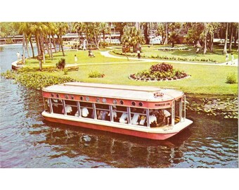 Postcard Glass-Bottom Boat, Princess Lisa, Silver River, Silver Springs, Florida Vintage Chrome Posted 1939-1970s