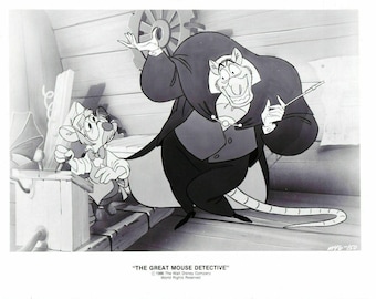 Foto promocional de "As Aventuras do Ratinho Detetive" da Disney (1986): Filme de mistério (8x10)
