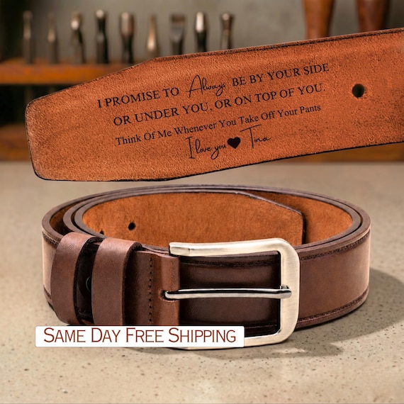 Custom Funny Engraved Leather Belt for Boyfriend or Husband, Personalized Belt Gift for Him, Mens Leather Belt, Funny Anniversary Gift