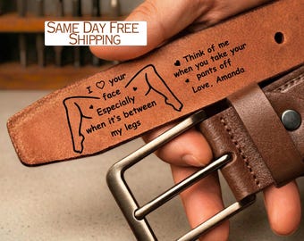 Personalized Leather Belt for Men, Funny Gift for Husband, Custom Engraved Leather Belt, Graduation Day Gift for Boyfriend, Anniversary Gift