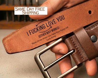 Personalized Leather Belt for Husband, Father’s Day Gift for Men, Custom Engraved Leather Belt, Funny Gift for Husband, Anniversary Gift
