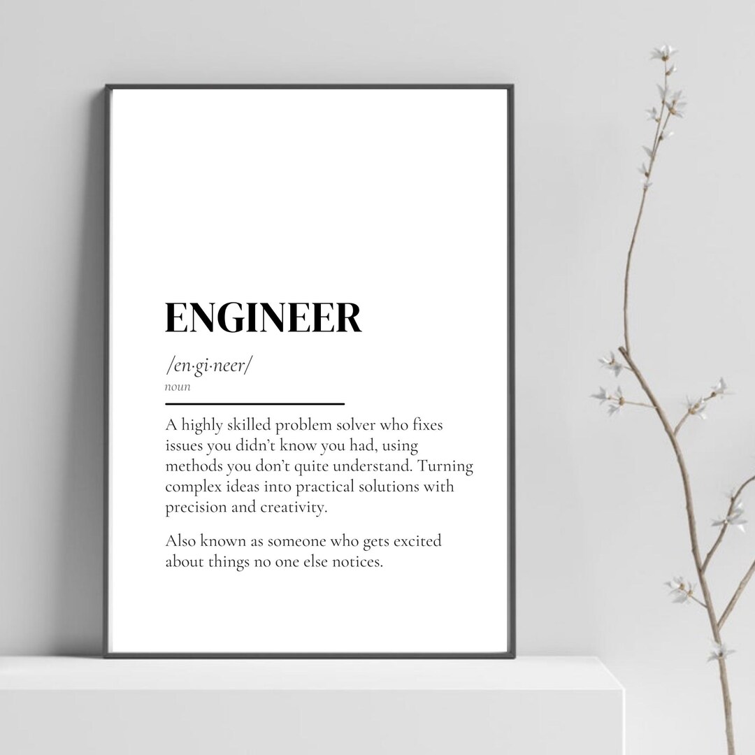 Engineer Definition Print, Engineer Gift, Dictionary Print, Tech Gift ...
