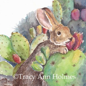 Rabbit & Prickly Pear, Giclée Print