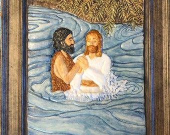 Framed Baptism of the Savior, Down in the River Jordan