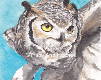 Great Horned Owl Giclée Print, Sonoran Desert Life