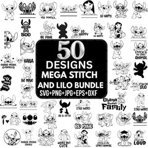 Stitch & Lilo Cartoon Designs - SVG Bundle (Instant Download)