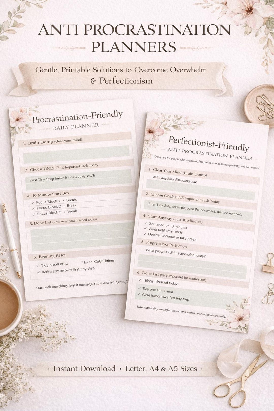 Anti Procrastination Printable for Perfectionists, Daily Planner PDF ...